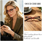 OCCI CHIARI Red Reading Glasses 1.75 Round Readers for Women(1.0 1.25 1.5 1.75 2.0 2.25 2.5 2.75 3.0 3.5 4.0 5.0 6.0)