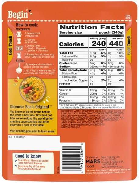 BEN'S ORIGINAL Ready Rice Tikka Masala Flavored Rice, Easy Dinner Side, 8.5 oz Pouch