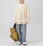 POHADON Mens Cardigan Sweater Button Down Long Sleeve V Neck Cable Knit Sweaters Japanese Streetwear Grunge Clothes