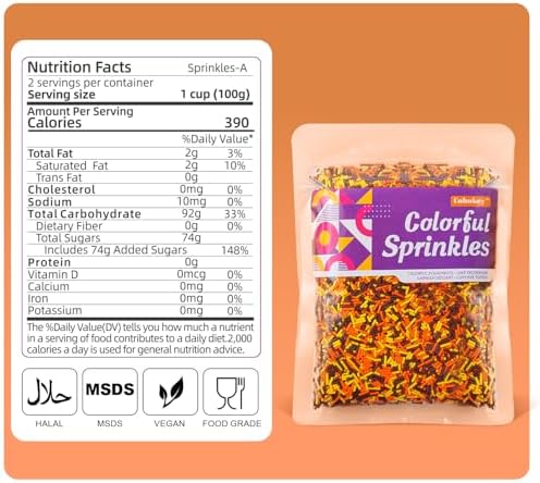 Autumn Jimmies Thanksgiving Sprinkles 7oz - Orange, Yellow, Brown Edible Fall Sugar Candy for Cookie, Cake, Ice Cream, Cupcake Decorating, Halloween Christmas Baking Supplies