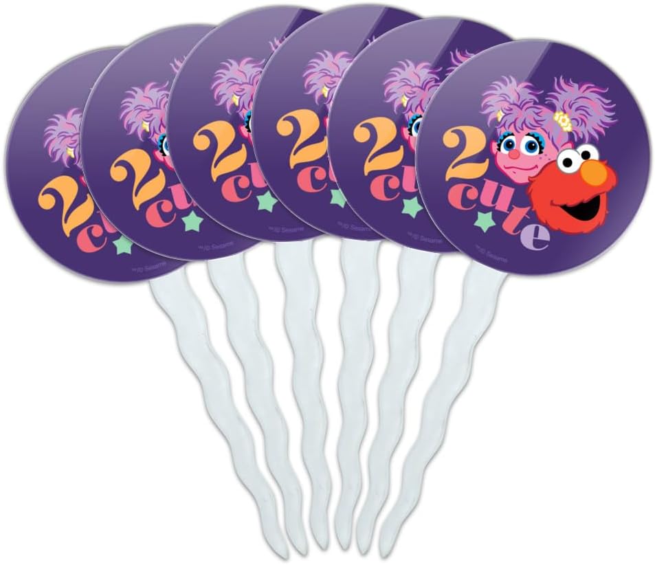 Sesame Street Elmo and Abby 2 Cute Cupcake Picks Toppers Decoration Set of 6
