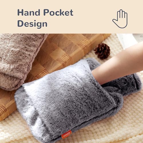 samply Hot Water Bottle with Cover - 2L Hot Water Bag with Hand Pocket, for Hand Feet Warmer, Black