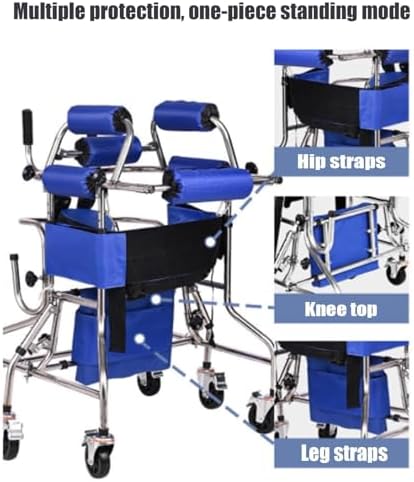 Walkers Disabled Children Cerebral Palsy Disabled Kids Walker 6 Wheel Anti Tilt Foldable Belt Seat Adjustable Height Width Walking Aid