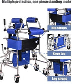 Walkers Disabled Children Cerebral Palsy Disabled Kids Walker 6 Wheel Anti Tilt Foldable Belt Seat Adjustable Height Width Walking Aid