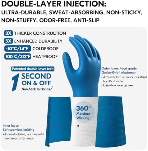 Vgo... Men's Chemical Resistant Gloves,Reusable Lined Work Gloves,Heavy-Duty Industrial Work,Infused with Fresh Rich Aromas
