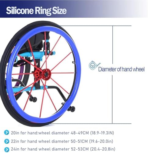 1,24in,20/22/24Inch Wheelchair Push Rim Covers 1 Pair Silicone Wheelchair Hand Push Cover Non-Slip Hand Push Cover Improve Grip and Traction, Easy to Take of and Clean