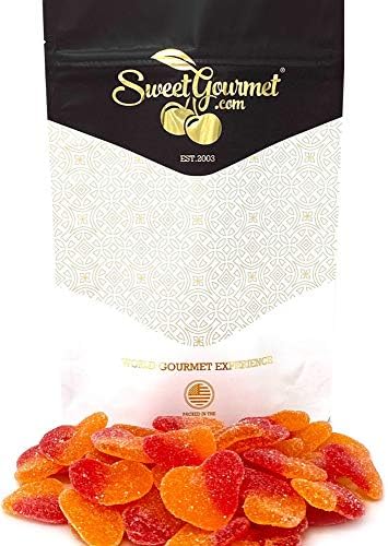 SweetGourmet Juicy Peach Hearts Gummy | Bulk Sanded Candy | 2 Pounds