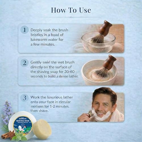 Satthwa Organic Shaving Soap Puck infused with Patchouli & Cedarwood | Create the Perfect Lather | Excellent for Silky Smooth Shaves | Hydrates and Shields, 50g (1.7oz)
