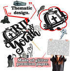 Rip to My Youth Cake Topper, Death to My Youth/Here Lies Your Youth, Funny Halloween 30th/40th/50th Birthday Party Decorations Supplies, Black Glitter