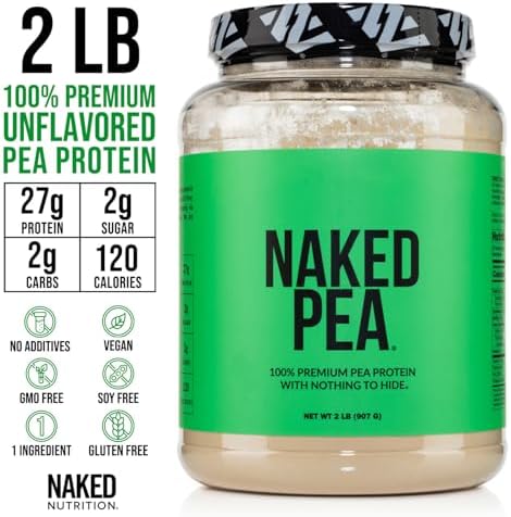 NAKED Pea - 2LB 100% Pea Protein Powder from North American Farms - Unflavored Vegan Pea Protein Isolate - NSF Certified, Plant Protein Powder, Easy to Digest - 30 Servings
