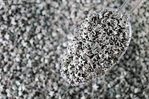 Sweet Eva’s METALLIC SILVER STAR SPRINKLES, Dairy-Free,Gluten-Free,Egg-Free,Soy-Free,Nuts-Free,Vegan,Kosher,Jimmies,Cupcakes,Cookies,Cakes,Decorating,Baking,Topper,Bulk Candy,Large, Large, 1.5 Pound