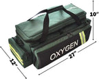 LINE2design First Responder EMS Oxygen Bag EMS Supplies - Standard O2 Medical Bag with Multiple Compartments & Shoulder Strap – Green