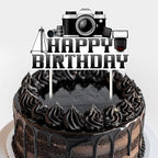 Photographer Birthday Party Decorations, Photography Theme Happy Birthday Cake Topper Double-sided Printing Movie Night Cake Decorations for Photography Enthusiast Birthday Party Supplies