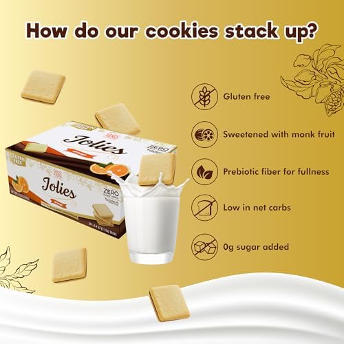ChocZero Chocolate Cookies, Dark Orange Jolies, Gluten Free, Sugar Free, 20 Crispy Chocolate Filled Keto Cookies with Real Orange, 8 Ounce