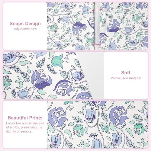 2 Pack Adult Bibs Scarf for Women,Reusable Adult Bibs for Eating with Optional Crumb Catcher, Waterproof Washable