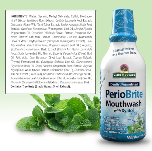 Nature's Answer Periobrite Wintermint All-Natural Mouthwash Promotes Healthy Teeth & Gums, Fights Bad Breath Flouride-Free 16oz (2 Pack)