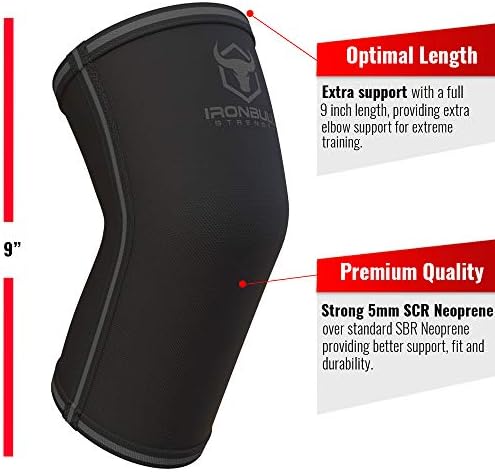 Elbow Sleeves 5mm (1 Pair) - High Performance Elbow Sleeve Support for Weightlifting, Weight Training & Powerlifting - Best Compression Straps - for Men and Women (XXX-Large, Black/Black)