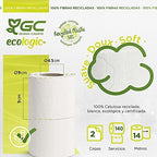 Gcecologic+ Recycled Cellulose Toilet Paper - 48 Rolls of 14 m. c/u - 670 m Total of Bath Paper