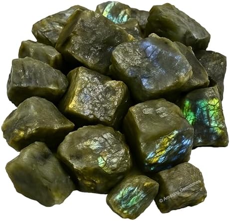 Amazing Gemstone Labradorite Raw Crystals and Healing Stones, Natural Rocks for Tumbling and DIY Raw Stones and Crystals (1 Piece)