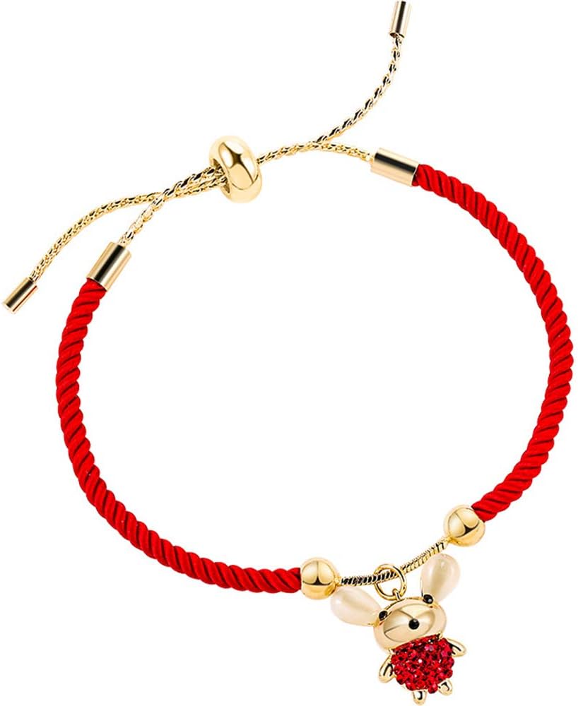Vanski 2020 Zodiac Sign Mouse Charm Bracelet for Women Adjustable Red Rope Braided Chinese Good Luck Symbol Jewelry