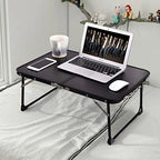 Foldable Laptop Desk, Bed Table for Study & Reading, Portable Mini Picnic Table, Folds in Half with Inner Storage Space