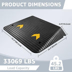 4 Inch Rubber Threshold Ramp for Doorway, 35.5" Wide Non-Slip Wheelchair Ramp with Reflective Arrows, Odorless Natural Rubber Curb Ramp for Home Steps, Scooter, Stroller & Pet Access