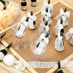 20 Pcs Mini Champagne Bubbles Wedding Favor Bulk Small Champagne Bottle Shaped Bubbles with Ribbons Gold Pins and Cards for Wedding Send Off Bridal Shower Celebration