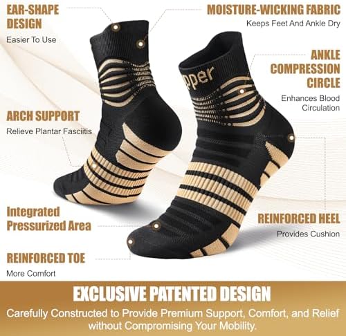 NEENCA Copper Compression Socks, Medical Ankle Support Socks for Injury Recovery & Pain Relief, Sport Protection, Women & Men Circulation, Swelling, Runner, Travel, Pregnancy, Flying—1 Pair, 20-30mmHg