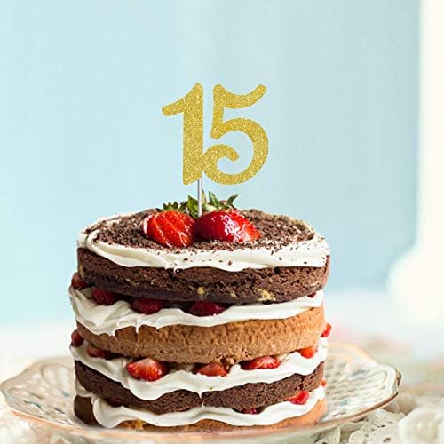 Numbrer 15 Cake Topper for Happy 15th Birthday or Anniversary Party Decoration Supplies