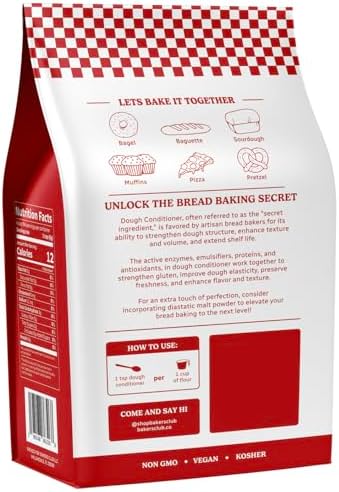 Bakers Club Artisan Dough Conditioner – Bread Improver & Baking Enhancer for Better Texture, Volume & Shelf Life – Sourdough, Pizza Crust, Bagels, Muffins, Cakes, Cookies & Pies Enhances Any Flour 10oz