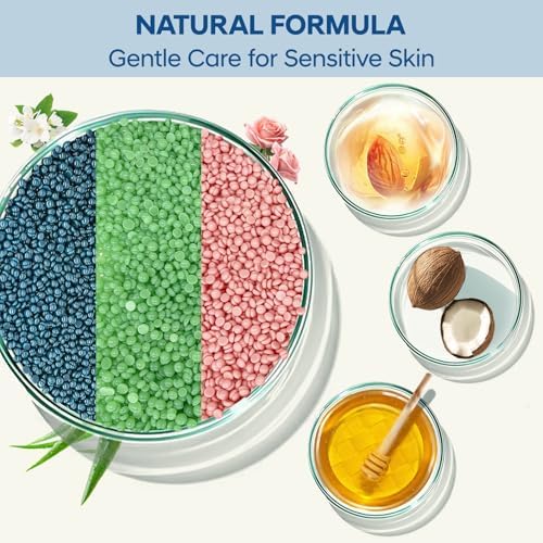 Hard Wax Beads, Yovanpur 10.5oz Waxing Beans for Hair Removal, Brazilian, Bikini, Face, Eyebrows, Underarms, Chest, Back, Legs, Wax Refill for Women & Men, Pack of 3