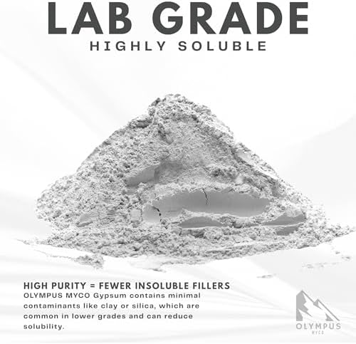 97% Pure Gypsum Powder, 1 lb – High Solubility Calcium Sulfate Dihydrate for Soil, Gardens, Lawns, and Mushroom Substrate