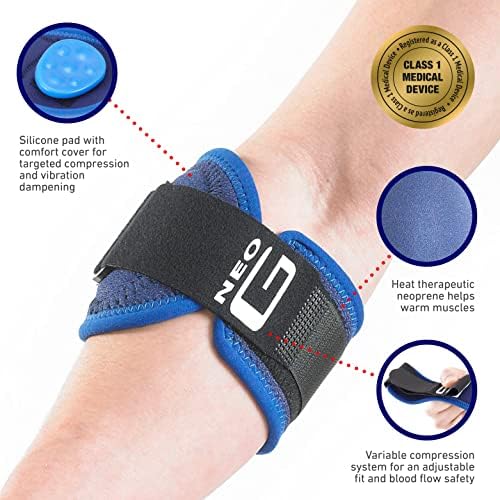 Neo-G Tennis/Golf Elbow Strap - Support For Epicondylitis, Tennis/Golfers Elbow, Sprains & Repetitive Strain, Forearm Pain – Class 1 Medical Device - One Size - Blue