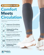 Doctor's Select 2 Pairs Copper Calf Compression Sleeve - Leg Compression Sleeves for Women & Men, Shin Splint Relief