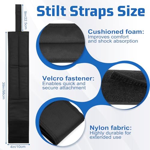 Drywall Stilt Straps (1 Pair) - Heavy Duty Leg Straps with Cushioned Foam Comfort, Adjustable Hook & Loop Fastener for Reliable Fit, Compatible with Various Brands of Stilts
