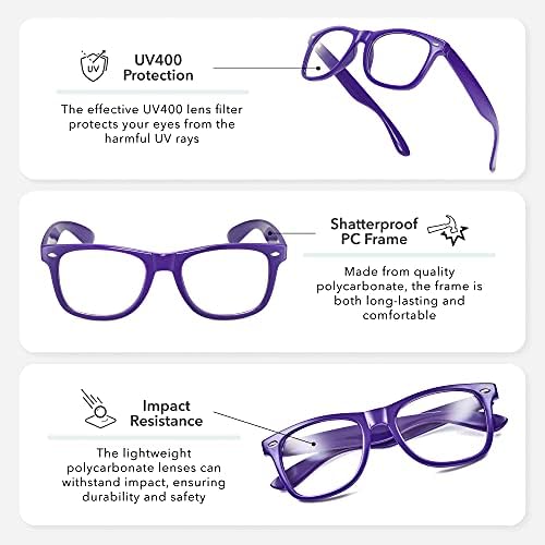 Clear Lens Non-Prescription Retro Nerd Glasses for Men Women - Cosplay Costume Fake Eyeglasses