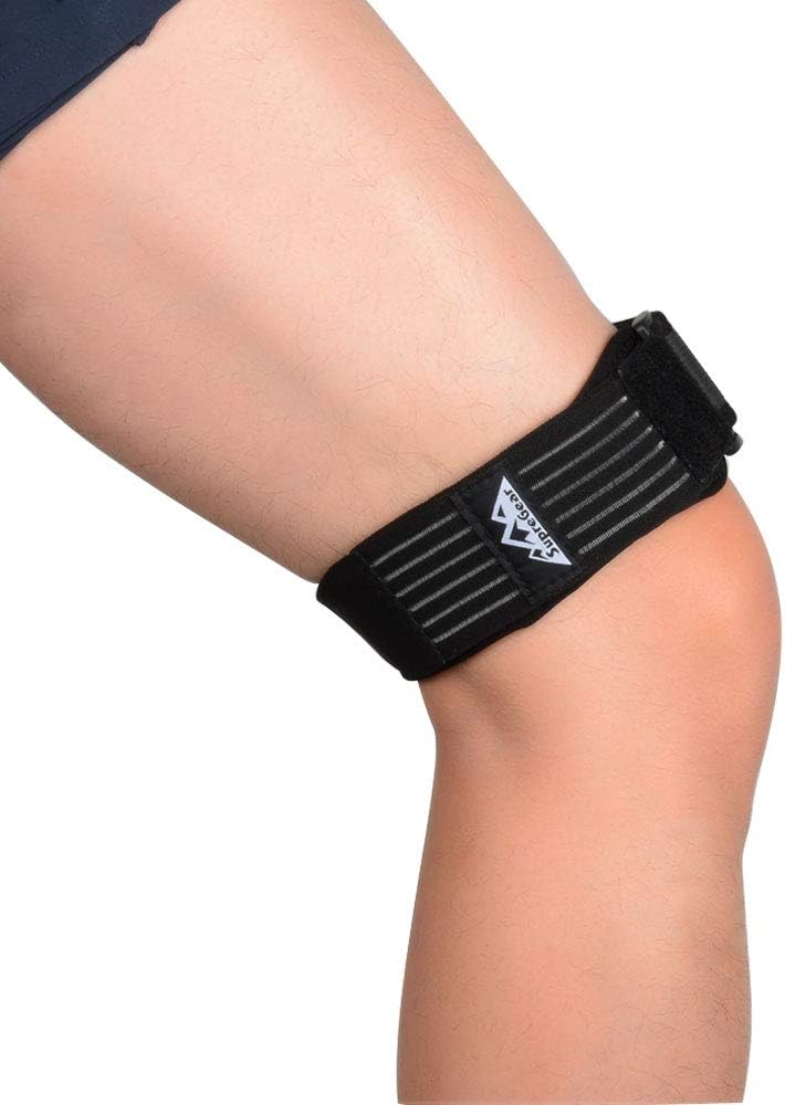 supregear IT Band Strap, Adjustable Iliotibial Band - Knee, Thigh, Hip & ITB Syndrome Support - Extra Compression Stabilizer for Patellar Tendonitis and Osgood Schlatters Woman Men