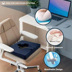 Gel Wheelchair Seat Cushion,Bed Sore Cushions for Butt, Memory Foam Hemorrhoid Pillow for Chairs,Butt Pillow for Pressure Sore&Ulcer Pain,Sciatica &Coccyx Pain Relief,Washable-Cover(Blue)
