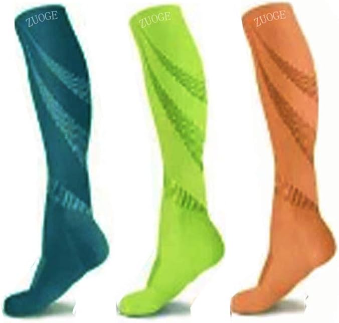zuoge 3 Pairs Compression Socks Pack - Best Medical, Nursing, Travel & Flight Socks - Running & Fitness - 15-20mmHg