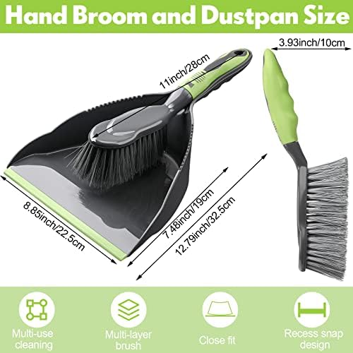 Zopeal 6 Set Dust Pan and Brush Set, Small Dustpan with Broom, Handheld Angle Broom and Dustpan Set for Home Room Kitchen Car Office Lobby Indoor Floor Cleaning