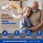 MEDca Hearing Amplifiers - Digital BTE Personal Sound Amplifier w/Noise Reduction & Volume Control, LR44 Battery Powered, 3 Ear Domes, Left or Right Use, Small & Discreet