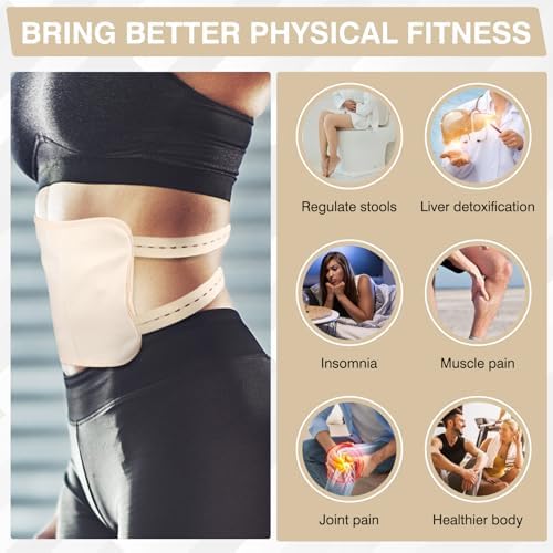 Castor Oil Pack, Adjustable Reusable Castor Oil Pack Wrap for Liver Detox, Castor Oil Pack Wrap for Stomach Less Mess, Elastic Strap Bamboo Cotton Machine Washable Anti Oil Leak