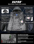 Rapoo Men's Winter Ski Snow Jacket Mountain Waterproof Windproof Rain Jacket