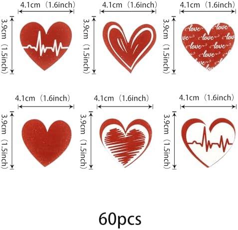Rsstarxi 60 Pack Love Heat Edible Cupcake Toppers Wafer Paper Sweet Love Heartbeat Cupcake Picks for Wedding Birthday Happy Valentine's Day Party Cake Decorations Supplies