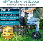 Vive Mobility All Terrain Knee Scooter Walker for Foot Injuries - Adult Broken Leg Crutch Cart Roller for Surgery, Broken Foot, Ankle Injury - Kneeling Rolling Steerable Seated Wheel Scooter Aid