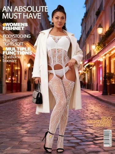 Buitifo Womens Fishnet Bodystocking Plus Size Bodysuit Sexy Tights Soft Nightwear Lingerie