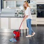 Vileda SuperMocio 3 Action XL Mop and Bucket Set with Extra Refill, Blue,Red