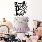 Boo I'm Two Cake Topper, Baby 2nd Birthday Party Decoration, Halloween Theme Baby Shower Party Decorations, Two Years Old Birthday Cake Topper, Black Glitter