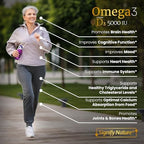 SIGNIFY NATURE Omega 3 Fish Oil Supplement with Vitamin D3 5000 IU - 1000mg Triglyceride Capsules for Brain Health - Omega3 EPA DHA + VIT D 3-90CT