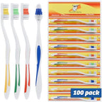 FactorDuty 100 Pack Toothbrush Standard Classic Medium Soft Toothbrush Bulk Individually Wrapped